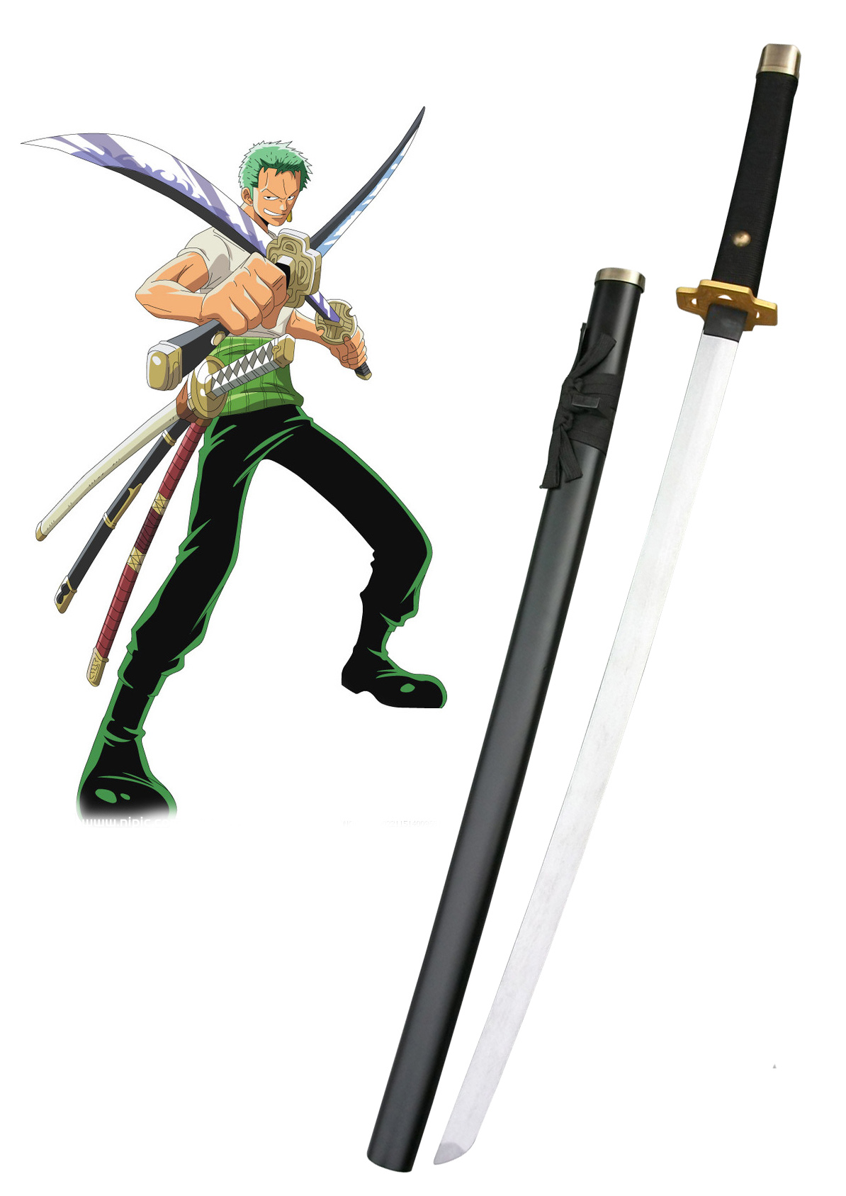 One Piece Roronoa Zoro Three Sword Style Cosplay Wooden Weapons